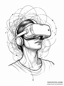 Tattoo sketch, blueprint of a virtual reality... - эскиз тату (№1752348228_0, 12.07.2025 19:23) — Tatufoto.com