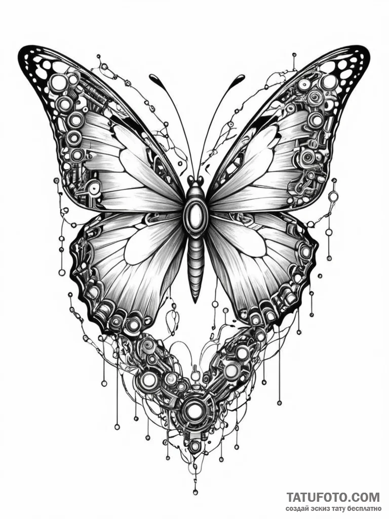 Tattoo sketch, butterfly emerging from a chry... - эскиз тату (№1752348907_0, 12.07.2025 19:35) — Tatufoto.com