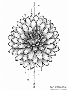 Tattoo sketch, cybernetic chrysanthemum: a de... - эскиз тату (№1752349164_0, 12.07.2025 19:39) — Tatufoto.com