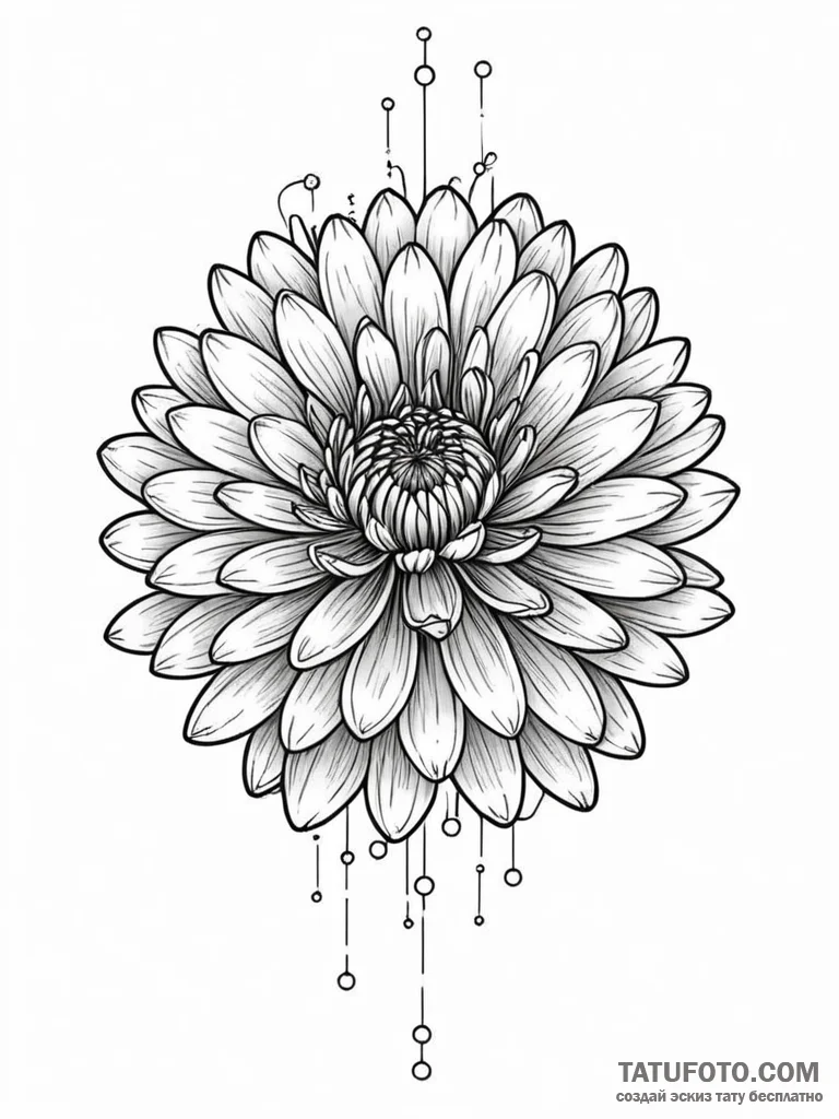 Tattoo sketch, cybernetic chrysanthemum: a de… — эскиз тату (№1752349164_0, 12.07.2025 19:39) — Tatufoto.com