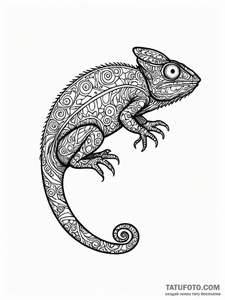 Tattoo sketch, chameleon of code: a chameleon... - эскиз тату (№1752349248_0, 12.07.2025 19:40) — Tatufoto.com