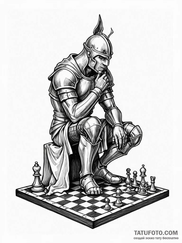 Tattoo sketch, chessboard of choices: a chess... - эскиз тату (№1752349671_0, 12.07.2025 19:47) — Tatufoto.com