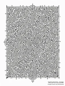 Tattoo sketch, circuit board labyrinth: a det... - эскиз тату (№1752349839_0, 12.07.2025 19:50) — Tatufoto.com