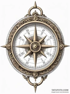 Tattoo sketch, clockwork compass: an antique... - эскиз тату (№1752350178_0, 12.07.2025 19:56) — Tatufoto.com