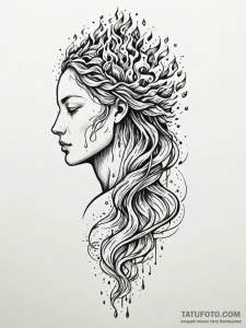 Tattoo sketch, cognitive cascade: a stylized... - эскиз тату (№1752350347_0, 12.07.2025 19:59) — Tatufoto.com