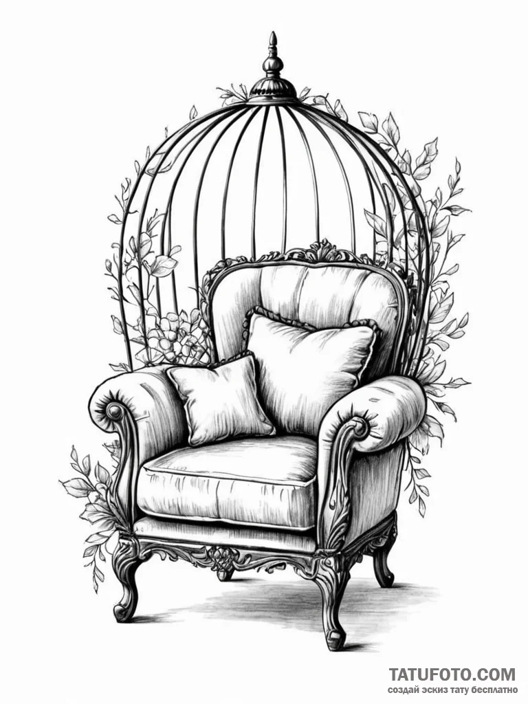 Tattoo sketch, comfort zone cage: a delicate,... - эскиз тату (№1752350515_0, 12.07.2025 20:01) — Tatufoto.com