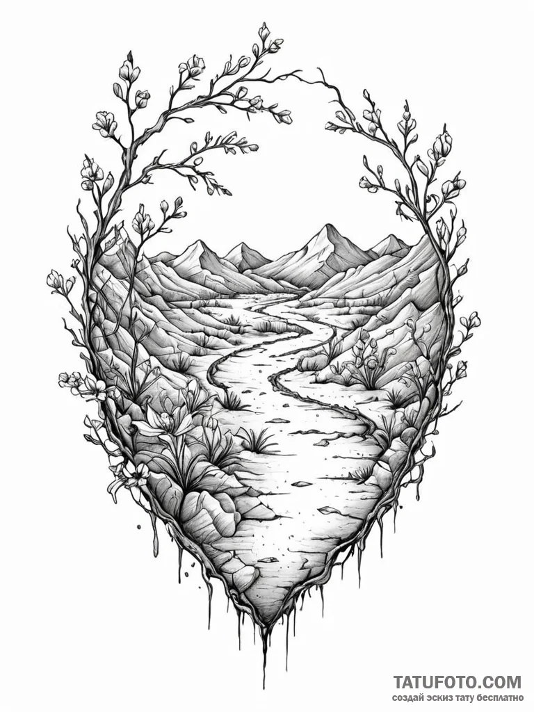 Tattoo sketch, cracked earth, blooming data:... - эскиз тату (№1752351362_0, 12.07.2025 20:16) — Tatufoto.com