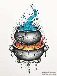 Tattoo sketch, cauldron of creativity: a bubb... - эскиз тату (№1752351447_0, 12.07.2025 20:17) — Tatufoto.com