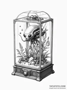 Tattoo sketch, curiosity cabinet of the futur... - эскиз тату (№1752351702_0, 12.07.2025 20:21) — Tatufoto.com