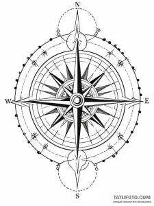 Tattoo sketch, celestial compass: a compass t... - эскиз тату (№1752352885_0, 12.07.2025 20:41) — Tatufoto.com