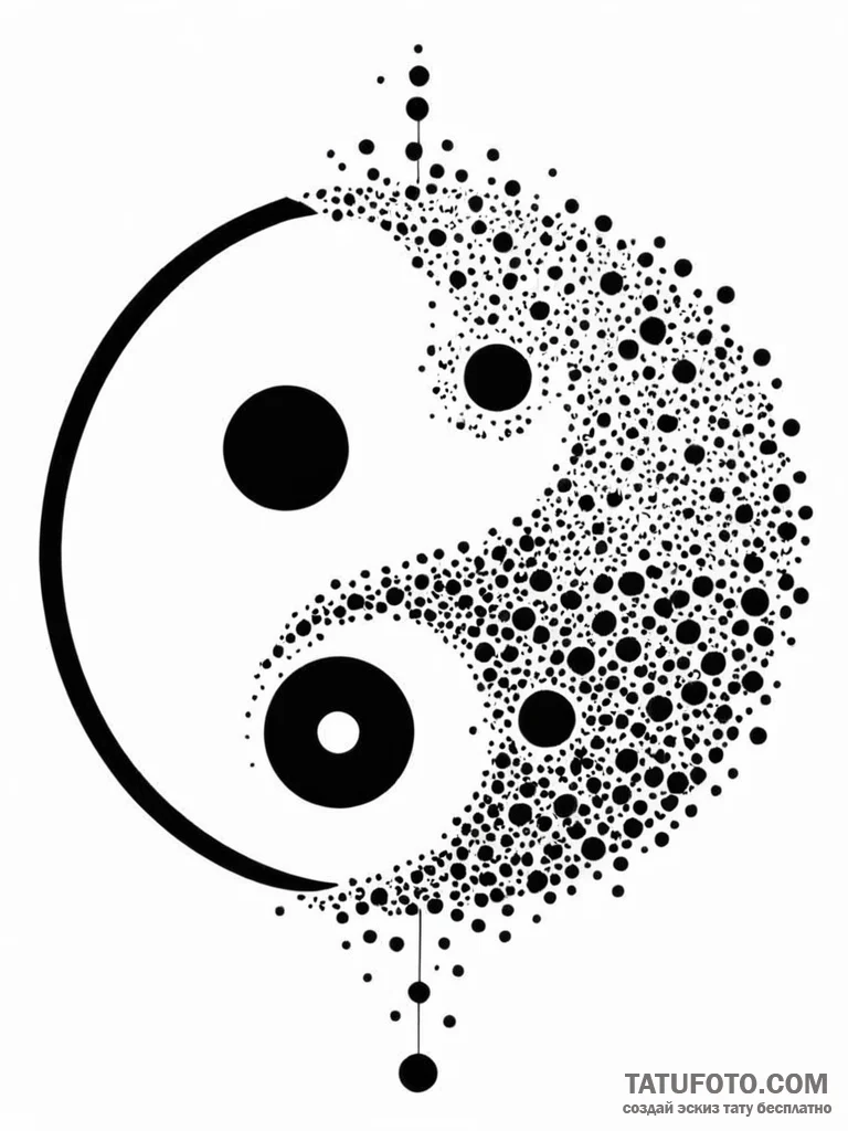 Tattoo sketch, duality of data, a yin-yang sy... - эскиз тату (№1752353395_0, 12.07.2025 20:49) — Tatufoto.com