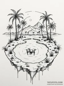 Tattoo sketch, deserted drone oasis, a desola... - эскиз тату (№1752353733_0, 12.07.2025 20:55) — Tatufoto.com