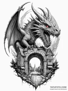 Tattoo sketch, dragon's gate to reality, a ro... - эскиз тату (№1752354072_0, 12.07.2025 21:01) — Tatufoto.com