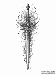 Tattoo sketch, dematerializing dagger, an orn... - эскиз тату (№1752354496_0, 12.07.2025 21:08) — Tatufoto.com