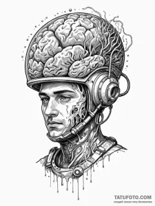 Tattoo sketch, deep thought diver, a figure i... - эскиз тату (№1752356270_0, 12.07.2025 21:37) — Tatufoto.com