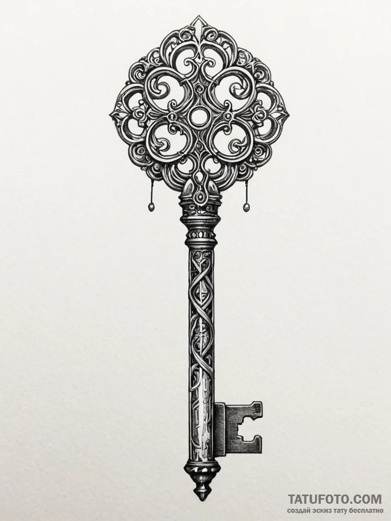 Tattoo sketch, data-forged key, an ornate, an… — эскиз тату (№1752356354_0, 12.07.2025 21:39) — Tatufoto.com