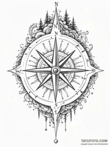 Tattoo sketch, dream logic compass, a compass... - эскиз тату (№1752356693_0, 12.07.2025 21:44) — Tatufoto.com