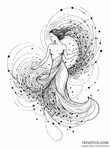 Tattoo sketch, dancing data waves, abstract,... - эскиз тату (№1752356777_0, 12.07.2025 21:46) — Tatufoto.com