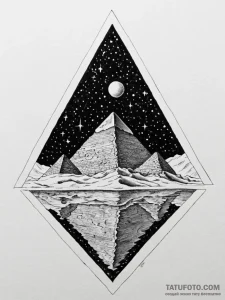 Tattoo sketch, desert pyramid, galactic refle... - эскиз тату (№1752356947_0, 12.07.2025 21:49) — Tatufoto.com