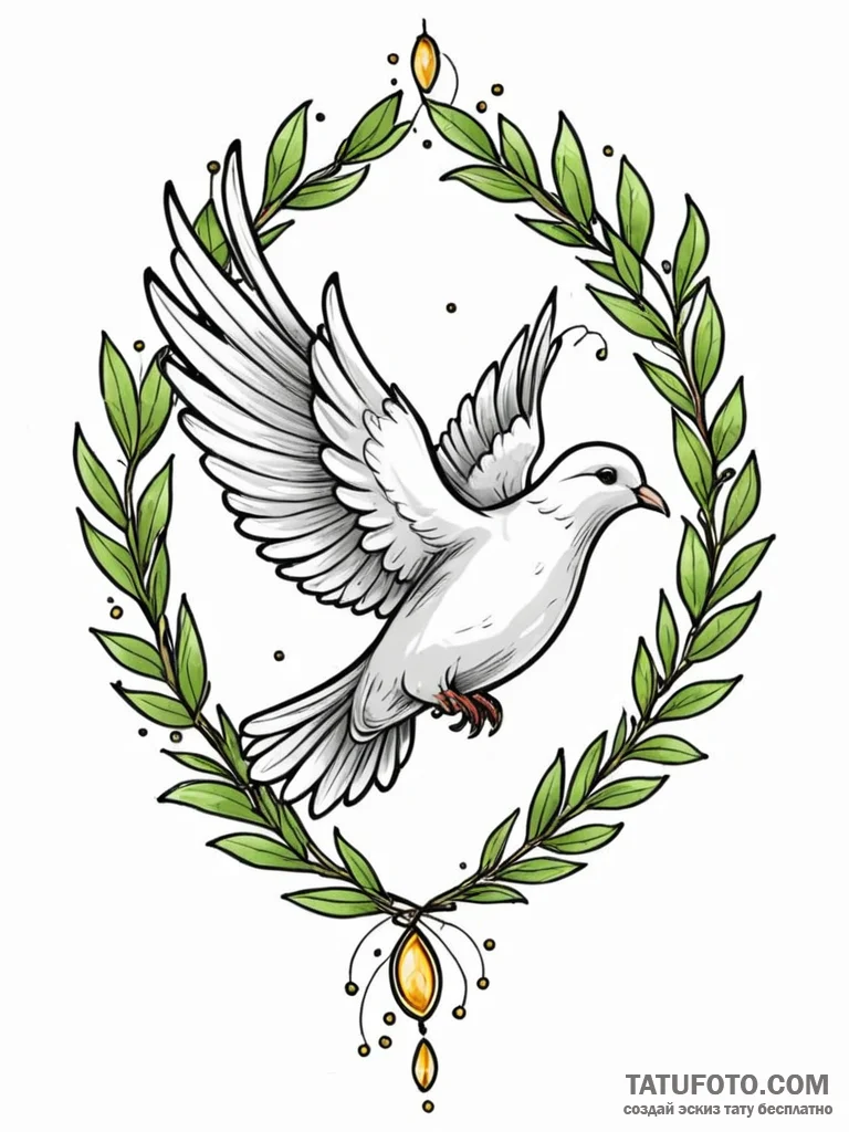 Tattoo sketch, digital dove of peace, a seren... - эскиз тату (№1752357033_0, 12.07.2025 21:50) — Tatufoto.com