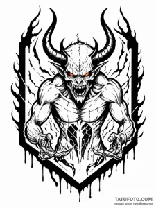 Tattoo sketch, demonic data breach, a stylize... - эскиз тату (№1752357117_0, 12.07.2025 21:51) — Tatufoto.com