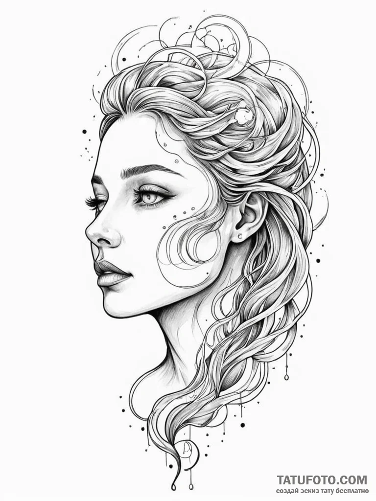 Tattoo sketch, ethereal echo chamber, a styli... - эскиз тату (№1752357370_0, 12.07.2025 21:56) — Tatufoto.com