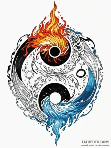 Tattoo sketch, elemental equilibrium, a perfe... - эскиз тату (№1752357539_0, 12.07.2025 21:58) — Tatufoto.com
