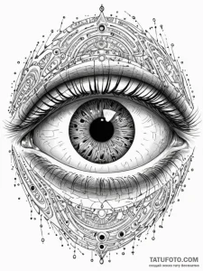 Tattoo sketch, enigmatic eye of ai, a highly... - эскиз тату (№1752357624_0, 12.07.2025 22:00) — Tatufoto.com