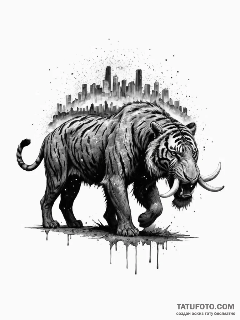 Tattoo sketch, echoes of extinction, a beauti... - эскиз тату (№1752357879_0, 12.07.2025 22:04) — Tatufoto.com