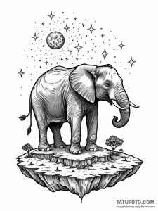 Tattoo sketch, existential elephant, a majest... - эскиз тату (№1752358047_0, 12.07.2025 22:07) — Tatufoto.com