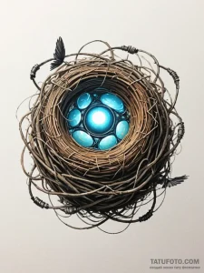 Tattoo sketch, empty nest of innovation, a be... - эскиз тату (№1752358556_0, 12.07.2025 22:15) — Tatufoto.com