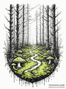 Tattoo sketch, electric forest floor, a fores... - эскиз тату (№1752358810_0, 12.07.2025 22:20) — Tatufoto.com