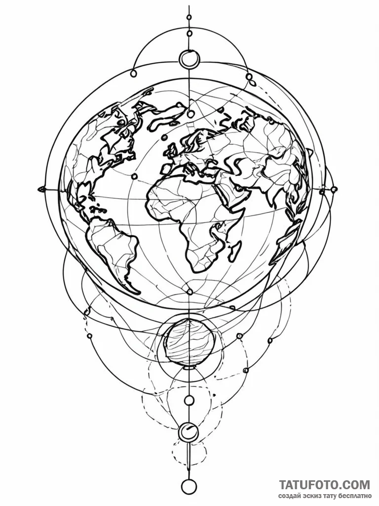 Tattoo sketch, earth's digital heartbeat, a s... - эскиз тату (№1752359235_0, 12.07.2025 22:27) — Tatufoto.com