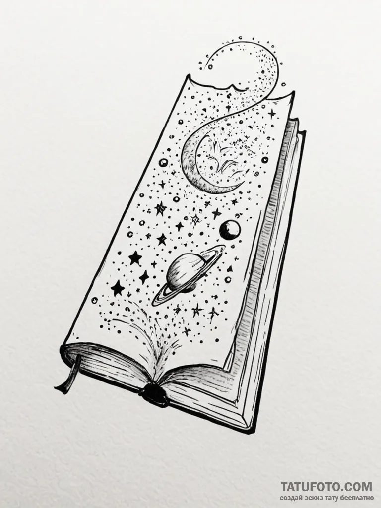 Tattoo sketch, eternal bookmark of time, a si... - эскиз тату (№1752359407_0, 12.07.2025 22:30) — Tatufoto.com