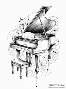 Tattoo sketch, echoing grand piano, a grand p... - эскиз тату (№1752360371_0, 12.07.2025 22:46) — Tatufoto.com