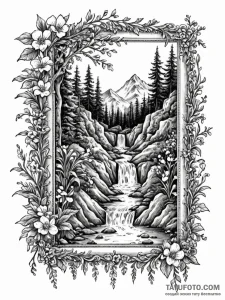 Tattoo sketch, empty frame, living art, an or... - эскиз тату (№1752360458_0, 12.07.2025 22:47) — Tatufoto.com