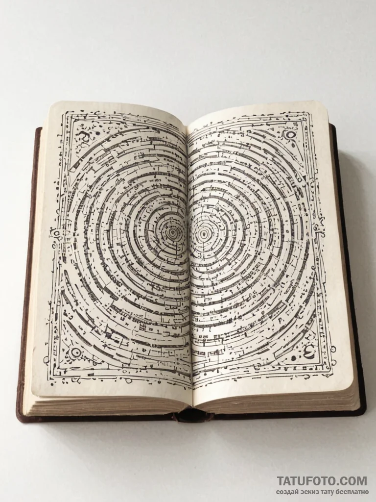 Tattoo sketch, enchanted code book, an ancien... - эскиз тату (№1752361411_0, 12.07.2025 23:03) — Tatufoto.com