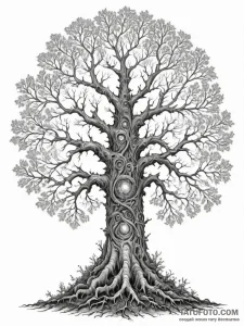Tattoo sketch, fractal forest sentinel, a gra... - эскиз тату (№1752361670_0, 12.07.2025 23:07) — Tatufoto.com