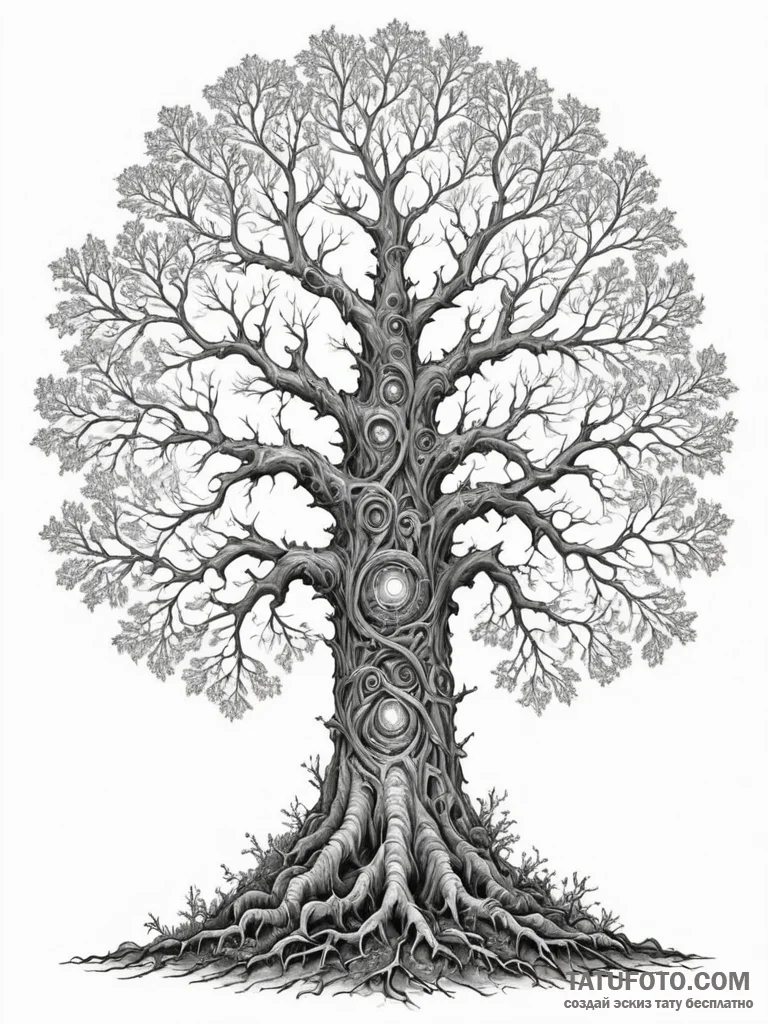 Tattoo sketch, fractal forest sentinel, a gra… — эскиз тату (№1752361670_0, 12.07.2025 23:07) — Tatufoto.com