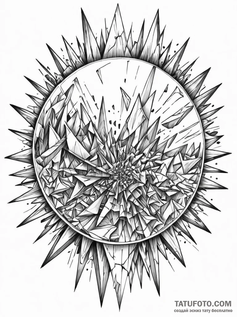 Tattoo sketch, fractured reality mirror, a ci... - эскиз тату (№1752362183_0, 12.07.2025 23:16) — Tatufoto.com