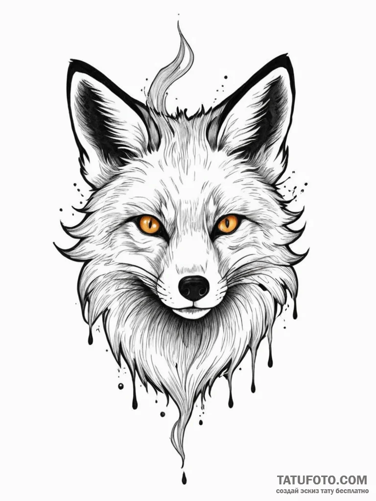 Tattoo sketch, fear eater fox, a cunning fox,... - эскиз тату (№1752362282_0, 12.07.2025 23:18) — Tatufoto.com