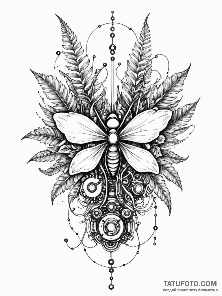 Tattoo sketch, flora and fauna of ai, a vibra... - эскиз тату (№1752362374_0, 12.07.2025 23:19) — Tatufoto.com