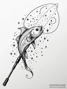 Tattoo sketch, futuristic fishing rod, a slee... - эскиз тату (№1752362459_0, 12.07.2025 23:20) — Tatufoto.com