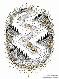 Tattoo sketch, financial flow rivers, a lands... - эскиз тату (№1752362884_0, 12.07.2025 23:28) — Tatufoto.com