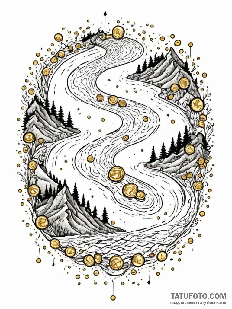 Tattoo sketch, financial flow rivers, a lands... - эскиз тату (№1752362884_0, 12.07.2025 23:28) — Tatufoto.com