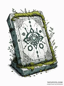 Tattoo sketch, forgotten lore tablet, an anci... - эскиз тату (№1752363054_0, 12.07.2025 23:30) — Tatufoto.com