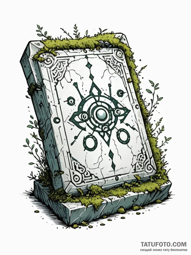 Tattoo sketch, forgotten lore tablet, an anci... - эскиз тату (№1752363054_0, 12.07.2025 23:30) — Tatufoto.com