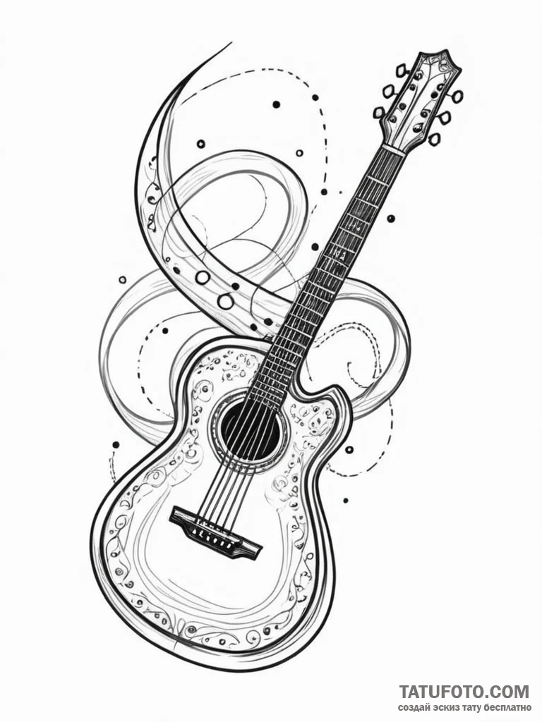 Tattoo sketch, future folk instrument, a trad… — эскиз тату (№1752363560_0, 12.07.2025 23:39) — Tatufoto.com