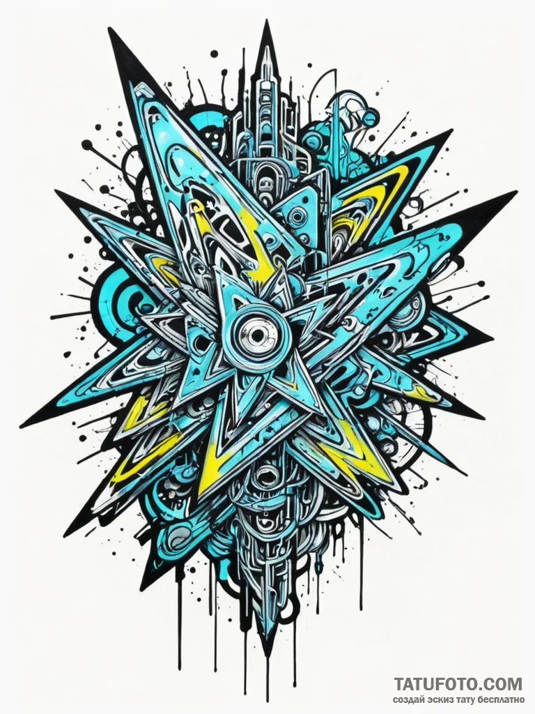 Tattoo sketch, futuristic graffiti art, a vib... - эскиз тату (№1752363898_0, 12.07.2025 23:44) — Tatufoto.com