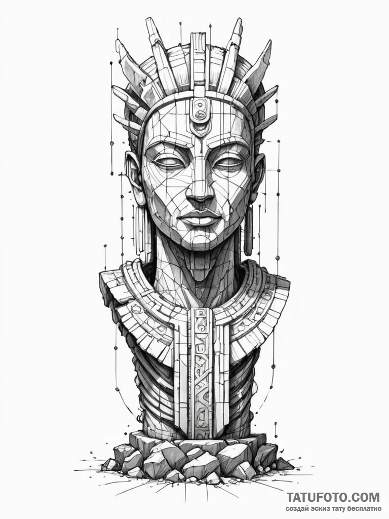 Tattoo sketch, false idols of code, ancient,... - эскиз тату (№1752364152_0, 12.07.2025 23:49) — Tatufoto.com